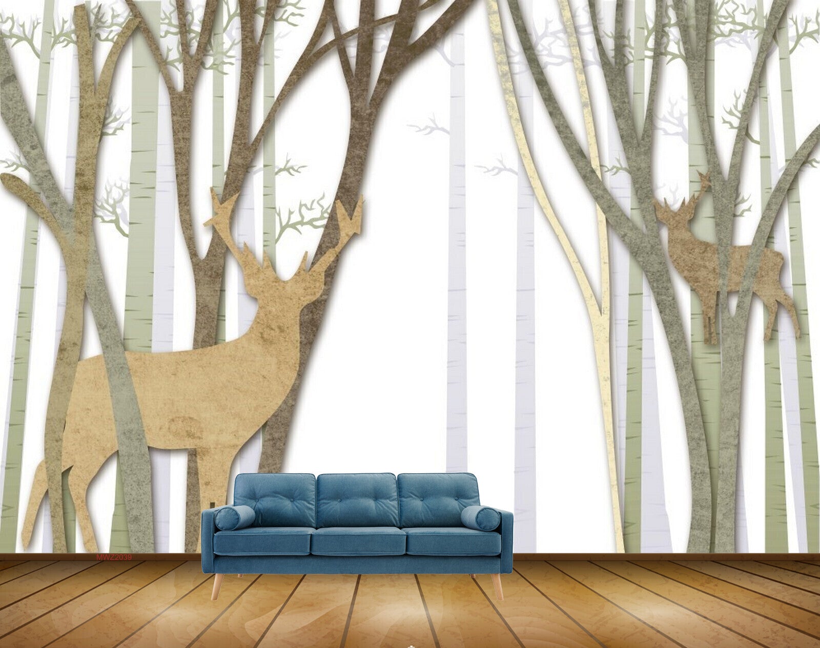 Avikalp MWZ2039 Deers Trees 3D HD Wallpaper