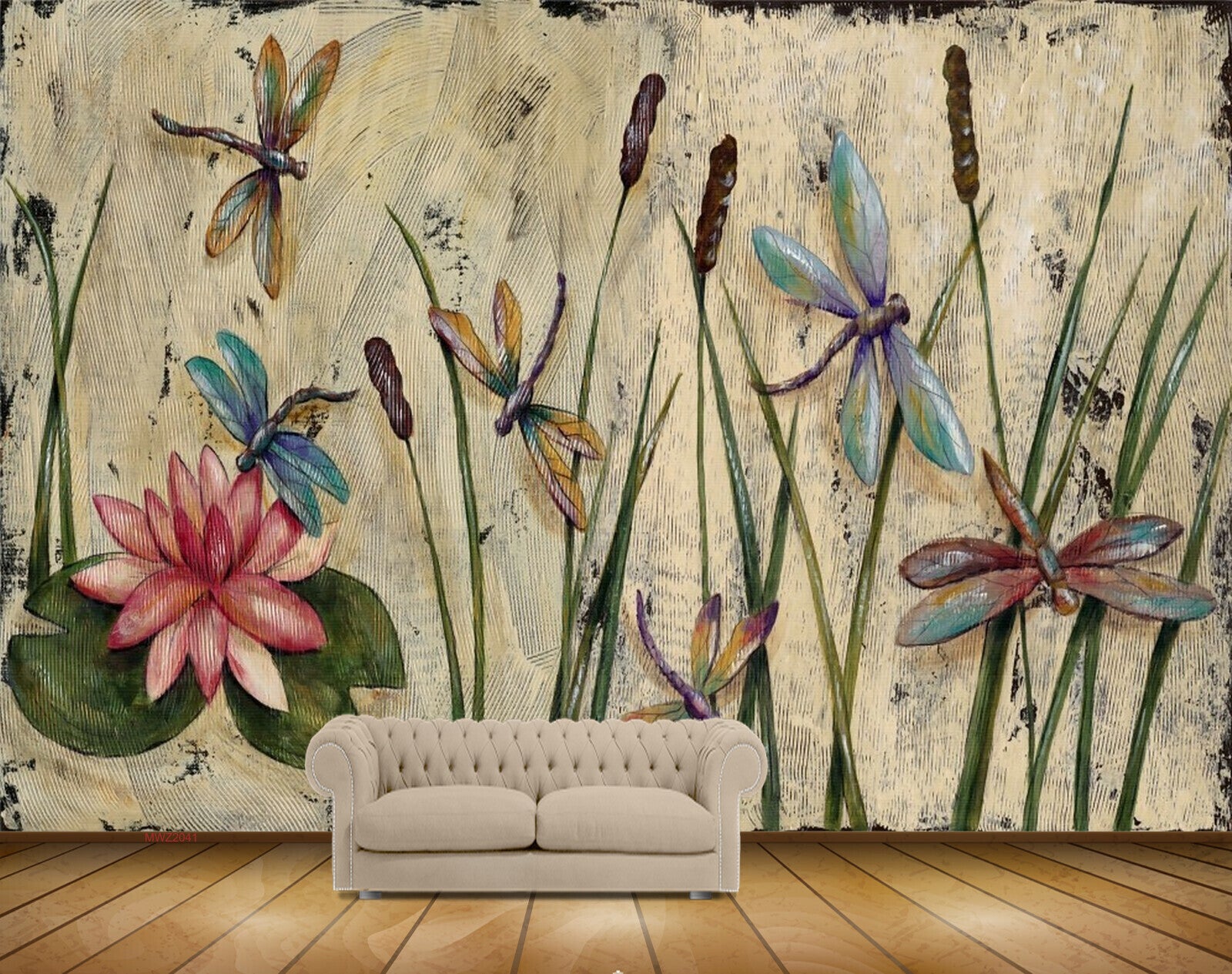 Avikalp MWZ2041 Pink Lotus Flowers Flies HD Wallpaper