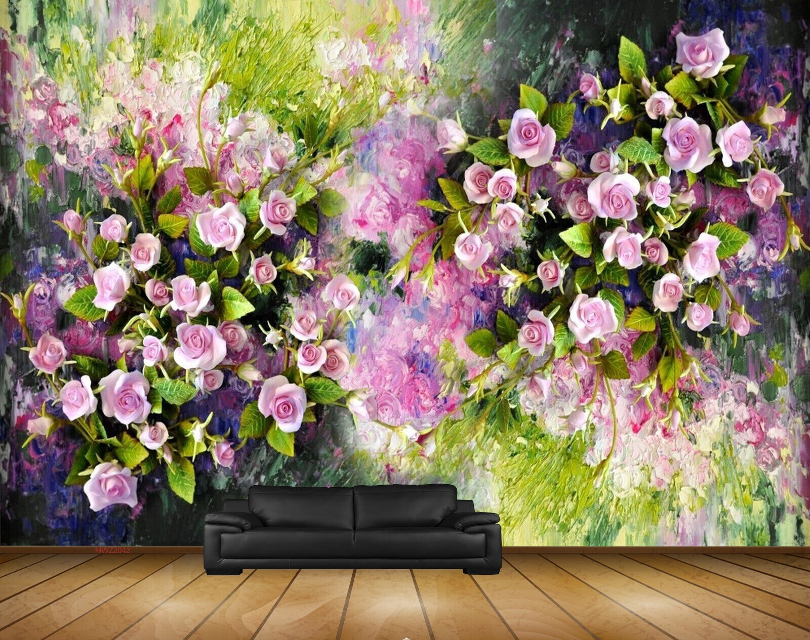 Avikalp MWZ2042 Pink White Flowers Leaves 3D HD Wallpaper