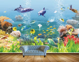 Avikalp MWZ2066 Dolphins Fishes Sea Plants Turtle Marine Water Underwater Ocean Turtles Coral HD Wallpaper