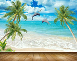 Avikalp MWZ2075 Whales Birds Coconut Trees Clouds Beach Water Ocean Nature HD Wallpaper