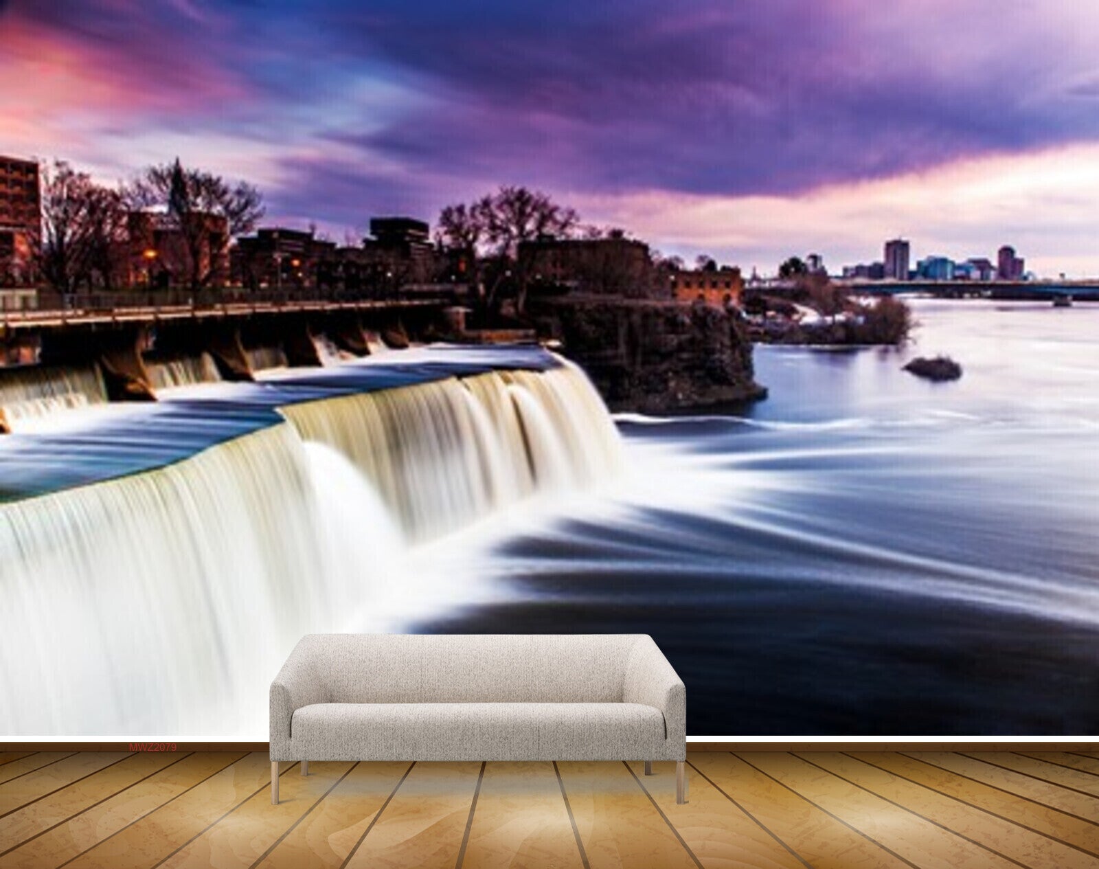 Avikalp MWZ2079 Waterfall City Clouds River Skyline HD Wallpaper