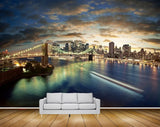 Avikalp MWZ2095 Suspension Bridge Buildings Pond Lightings Night City River HD Wallpaper