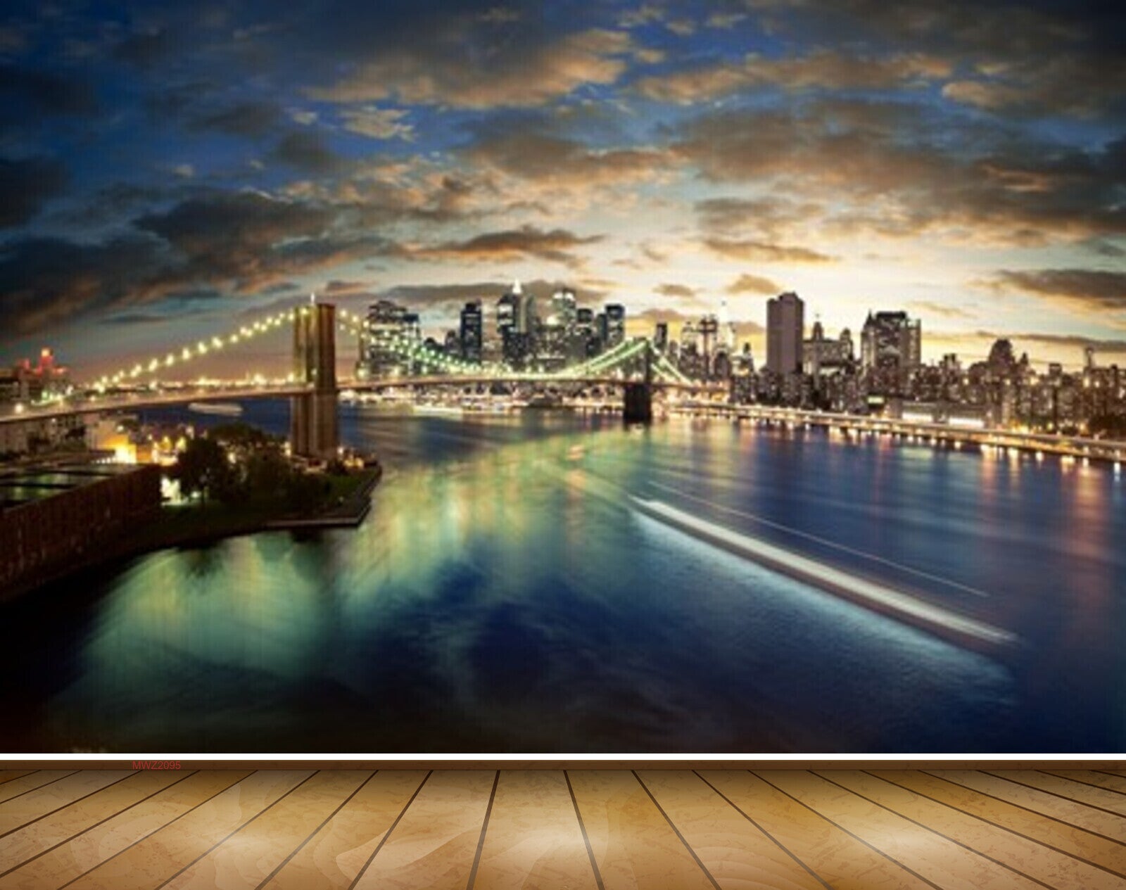 Avikalp MWZ2095 Suspension Bridge Buildings Pond Lightings Night City River HD Wallpaper