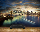 Avikalp MWZ2095 Suspension Bridge Buildings Pond Lightings Night City River HD Wallpaper