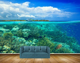 Avikalp MWZ2100 Sea Trees Fishes Boat Clouds Island Underwater Ocean HD Wallpaper