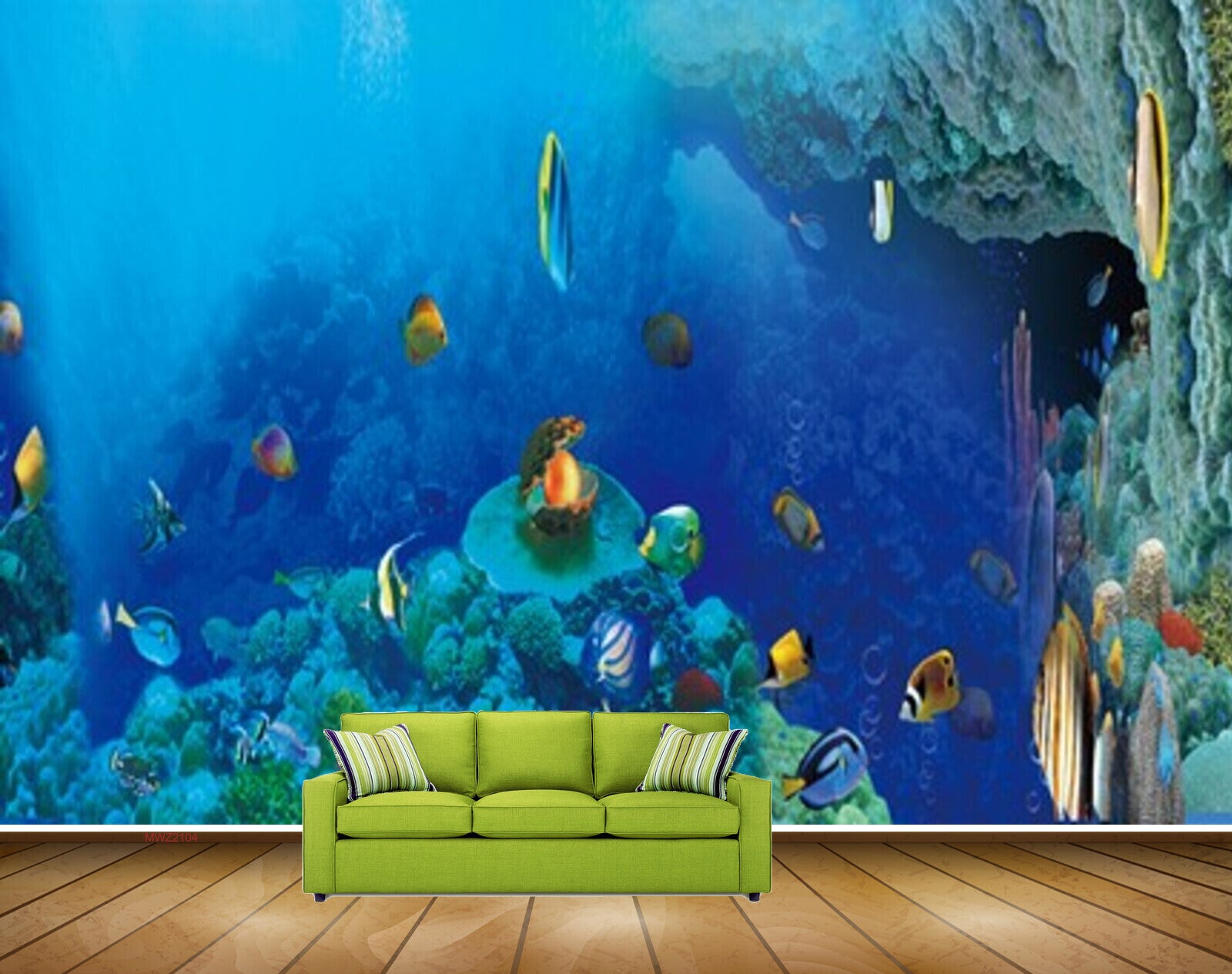 Avikalp MWZ2104 Sea Fishes Stones Underwater Ocean HD Wallpaper