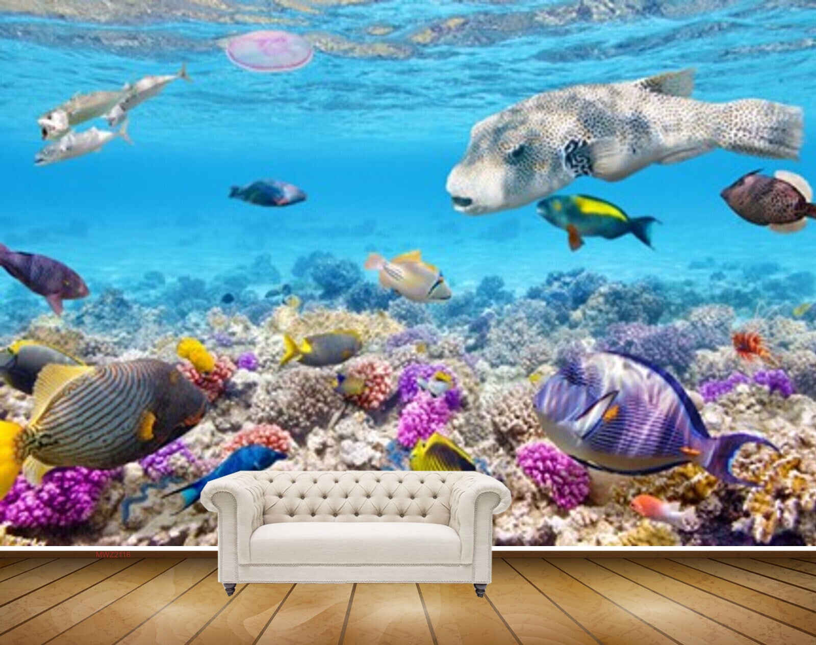 Avikalp MWZ2116 Sea Fishes Whales Anemones Stones Underwater Ocean HD Wallpaper