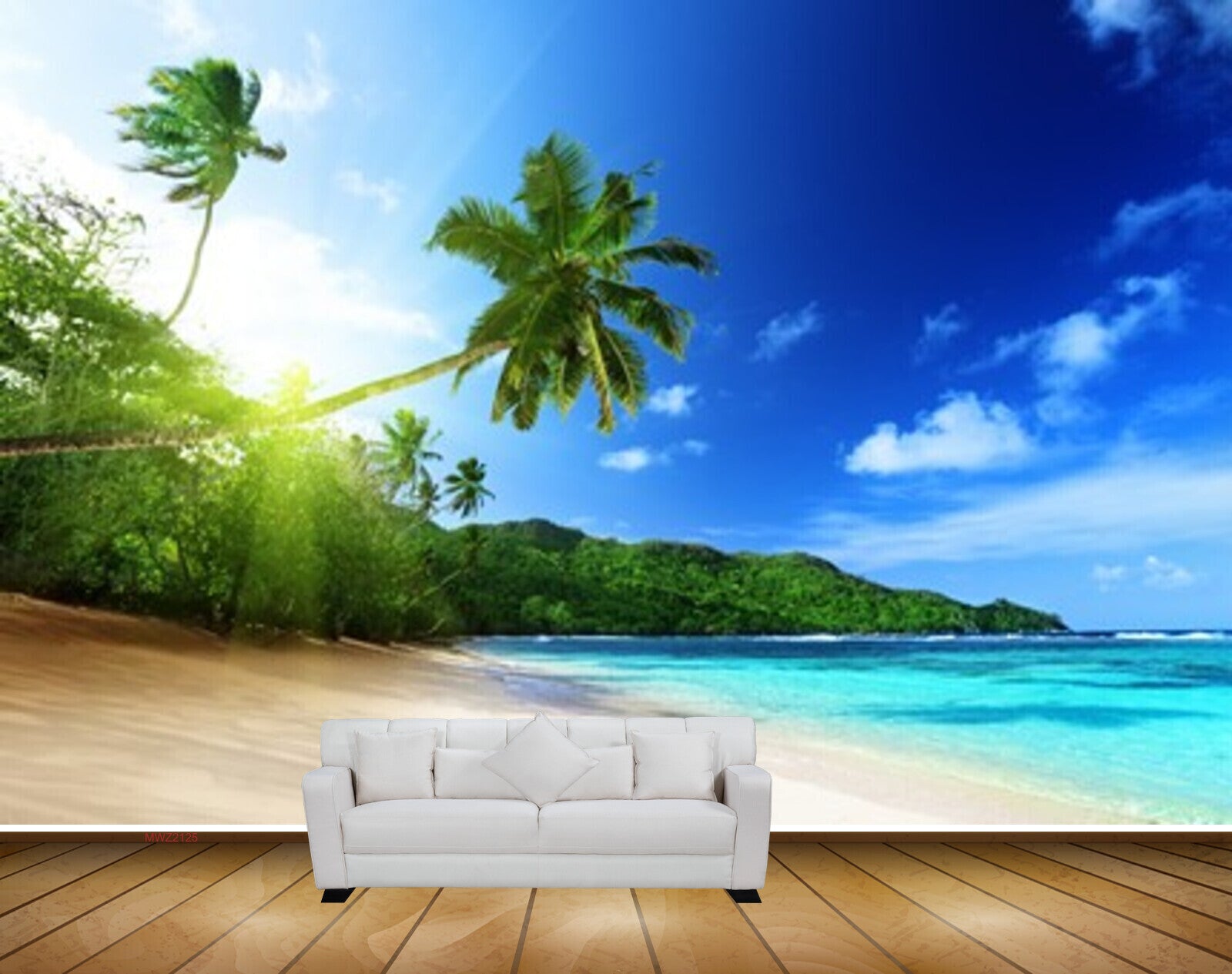 Avikalp MWZ2125 Sea Coconut Trees Beach Sun Light Island Nature HD Wallpaper