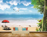 Avikalp MWZ2130 Beach Birds Butterflies Clouds Chair Starfishes Water Ocean HD Wallpaper