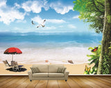 Avikalp MWZ2130 Beach Birds Butterflies Clouds Chair Starfishes Water Ocean HD Wallpaper