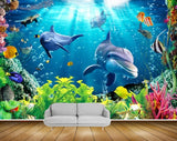 Avikalp MWZ2131 Sea Fishes Plants Dolphines Turtles Sunlight Underwater Water Ocean Marine HD Wallpaper