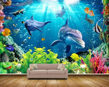 Avikalp MWZ2131 Sea Fishes Plants Dolphines Turtles Sunlight Underwater Water Ocean Marine HD Wallpaper