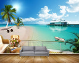 Avikalp MWZ2134 Trees Houses Boat Chair Beach Sun Nature Water HD Wallpaper