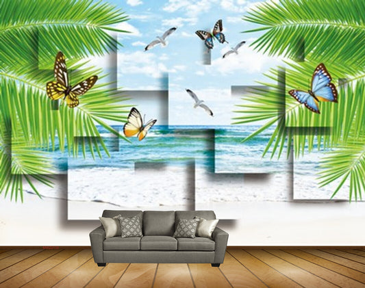 Avikalp MWZ2139 Trees Leaves Birds Butterflies Sea Puzzle HD Wallpaper