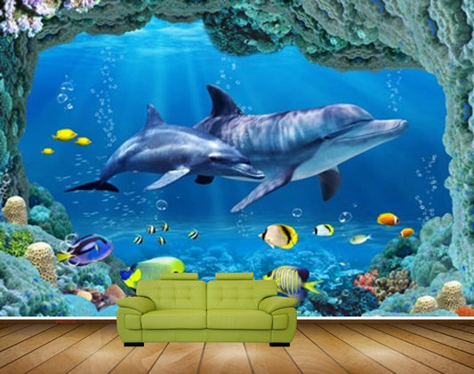 Avikalp MWZ2145 Sea Fishes Whales Stones Dolphins Underwater Water Ocean HD Wallpaper