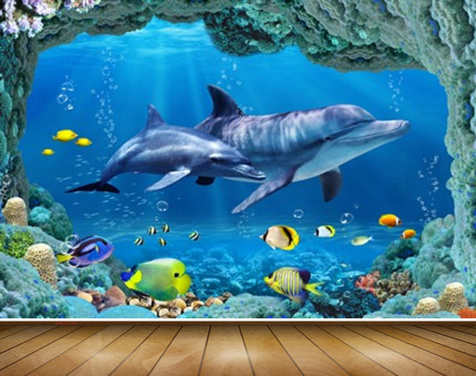 Avikalp MWZ2145 Sea Fishes Whales Stones Dolphins Underwater Water Ocean HD Wallpaper