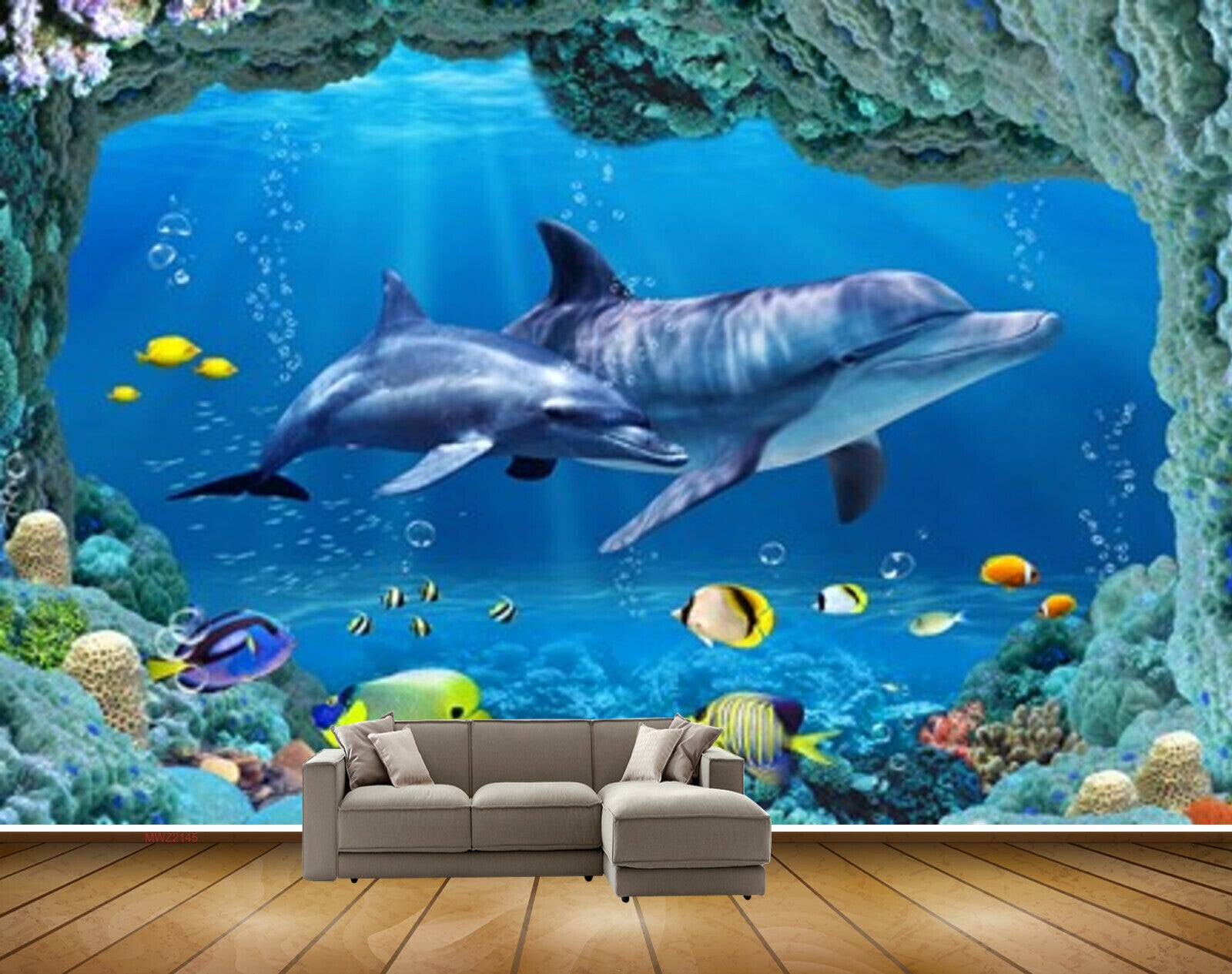 Avikalp MWZ2145 Sea Fishes Whales Stones Dolphins Underwater Water Ocean HD Wallpaper