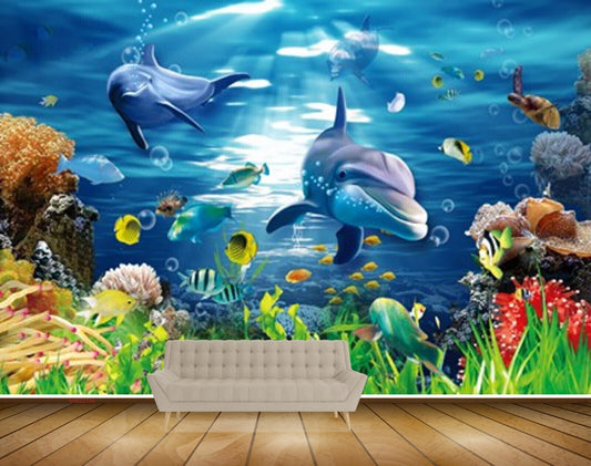 Avikalp MWZ2146 Sea Fishes Whales Plants Anemones Dolphins Underwater Water HD Wallpaper
