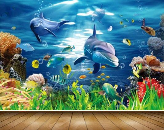 Avikalp MWZ2146 Sea Fishes Whales Plants Anemones Dolphins Underwater Water HD Wallpaper