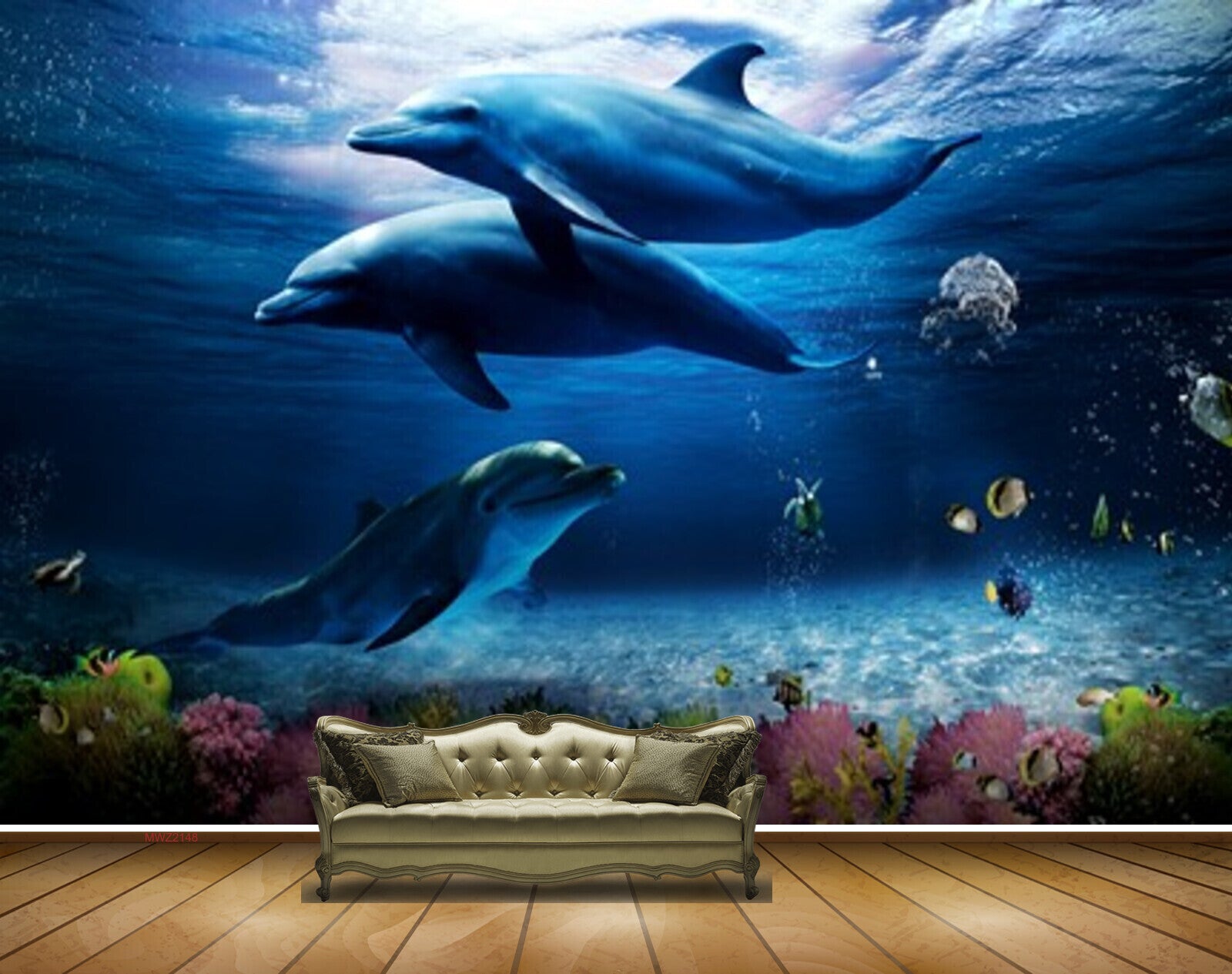 Avikalp MWZ2148 Sea Dolphins Fishes Whales Plants Underwater Water HD Wallpaper