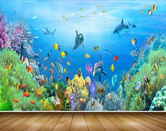 Avikalp MWZ2150 Sea Fishes Whales Plants Anemones Dolphins Water Undertwater Ocean HD Wallpaper