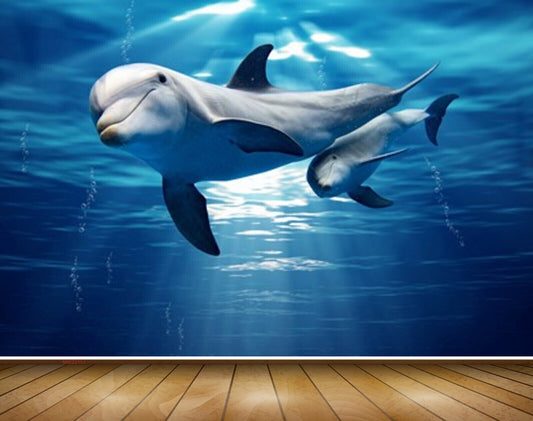 Avikalp MWZ2151 Sea Dolphins Swim Undertwater Water HD Wallpaper