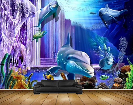 Avikalp MWZ2152 Sea Fishes Whales Plants Dolphins Turtle Water Underwater Ocean HD Wallpaper