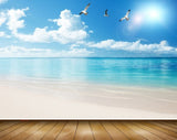 Avikalp MWZ2166 Sea Beach Sand Clouds Birds Sun Nature Water Ocean HD Wallpaper