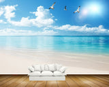 Avikalp MWZ2166 Sea Beach Sand Clouds Birds Sun Nature Water Ocean HD Wallpaper