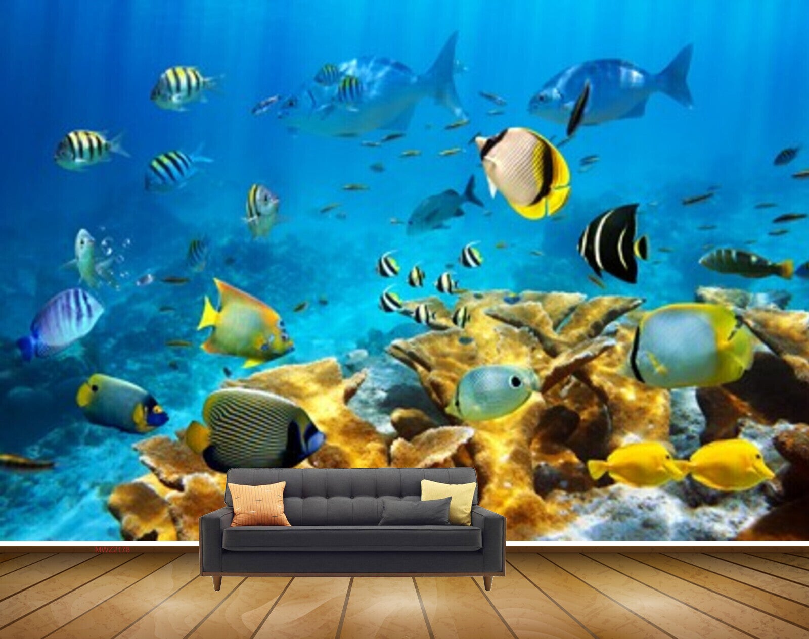 Avikalp MWZ2178 Sea Fishes Stones Underwater Water Ocean HD Wallpaper