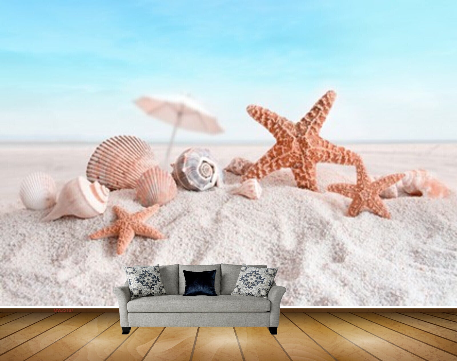 Avikalp MWZ2187 Sea Sand Starfish Shells Umbrella HD Wallpaper