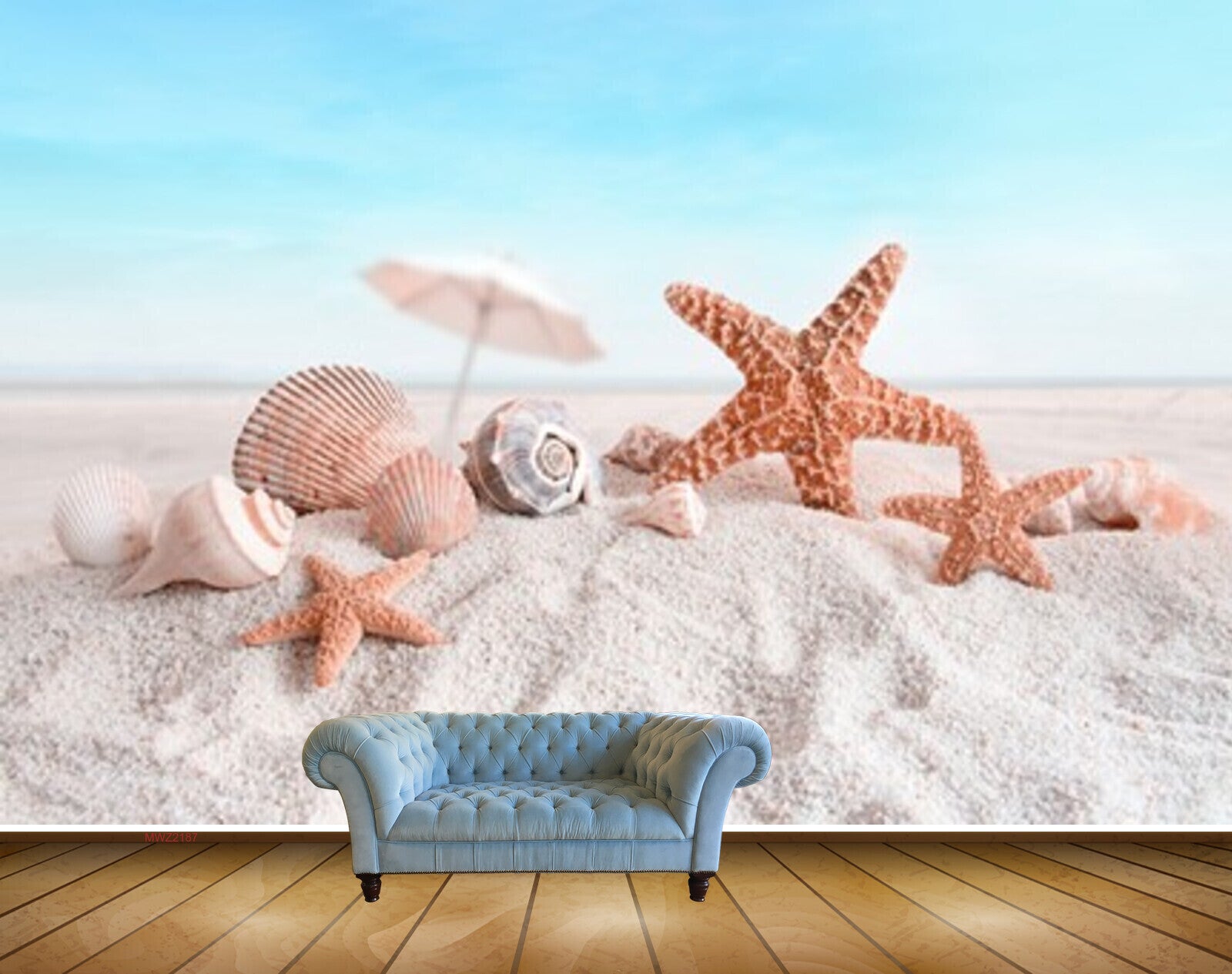Avikalp MWZ2187 Sea Sand Starfish Shells Umbrella HD Wallpaper