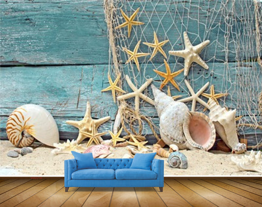 Avikalp MWZ2190 Starfishes Shells Snails Net HD Wallpaper