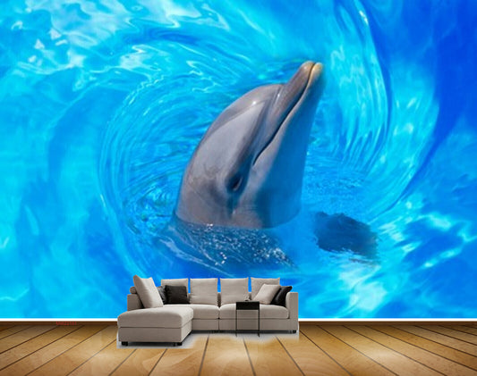 Avikalp MWZ2191 Blue Sea Dolphins Water HD Wallpaper