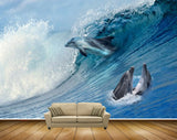 Avikalp MWZ2216 Blue Sea Dolphins Water Ocean HD Wallpaper