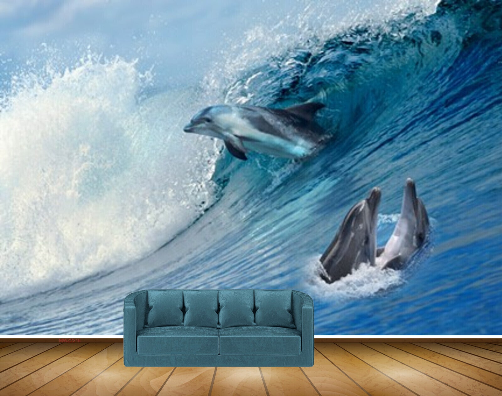 Avikalp MWZ2216 Blue Sea Dolphins Water Ocean HD Wallpaper