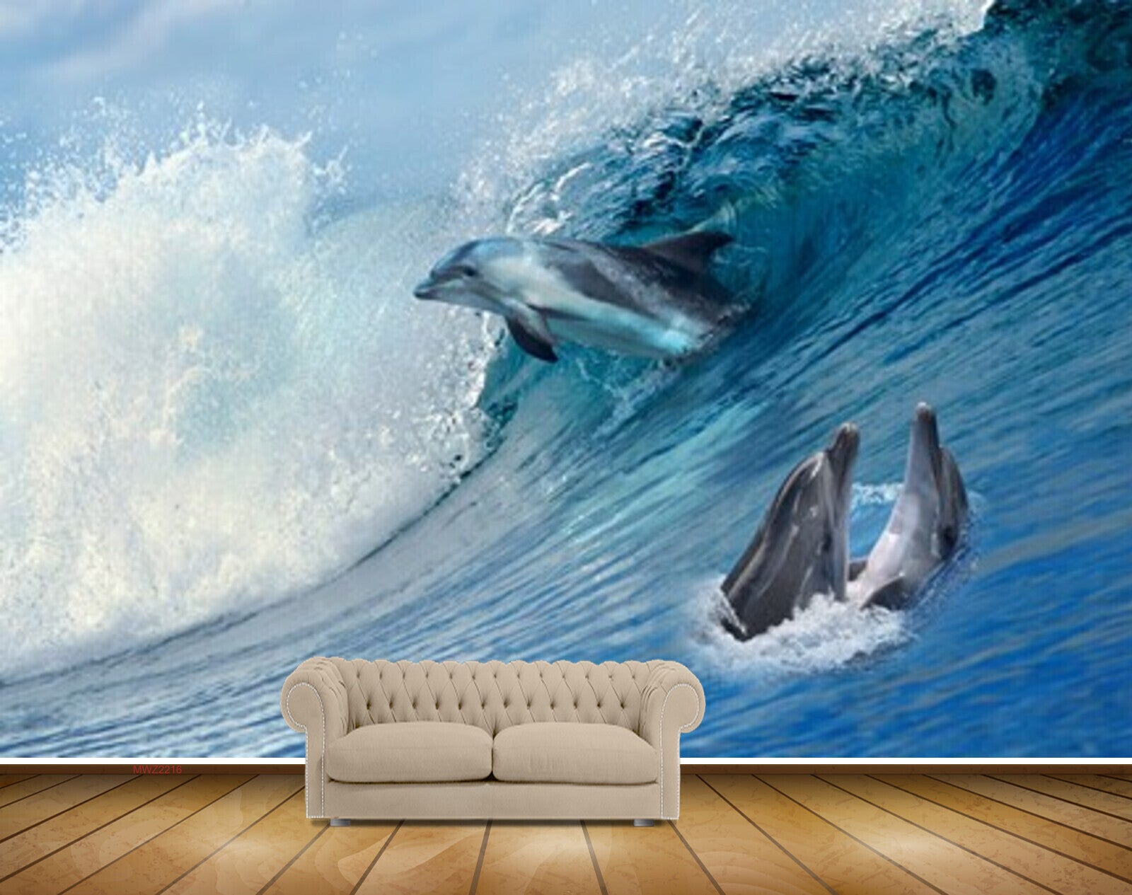Avikalp MWZ2216 Blue Sea Dolphins Water Ocean HD Wallpaper