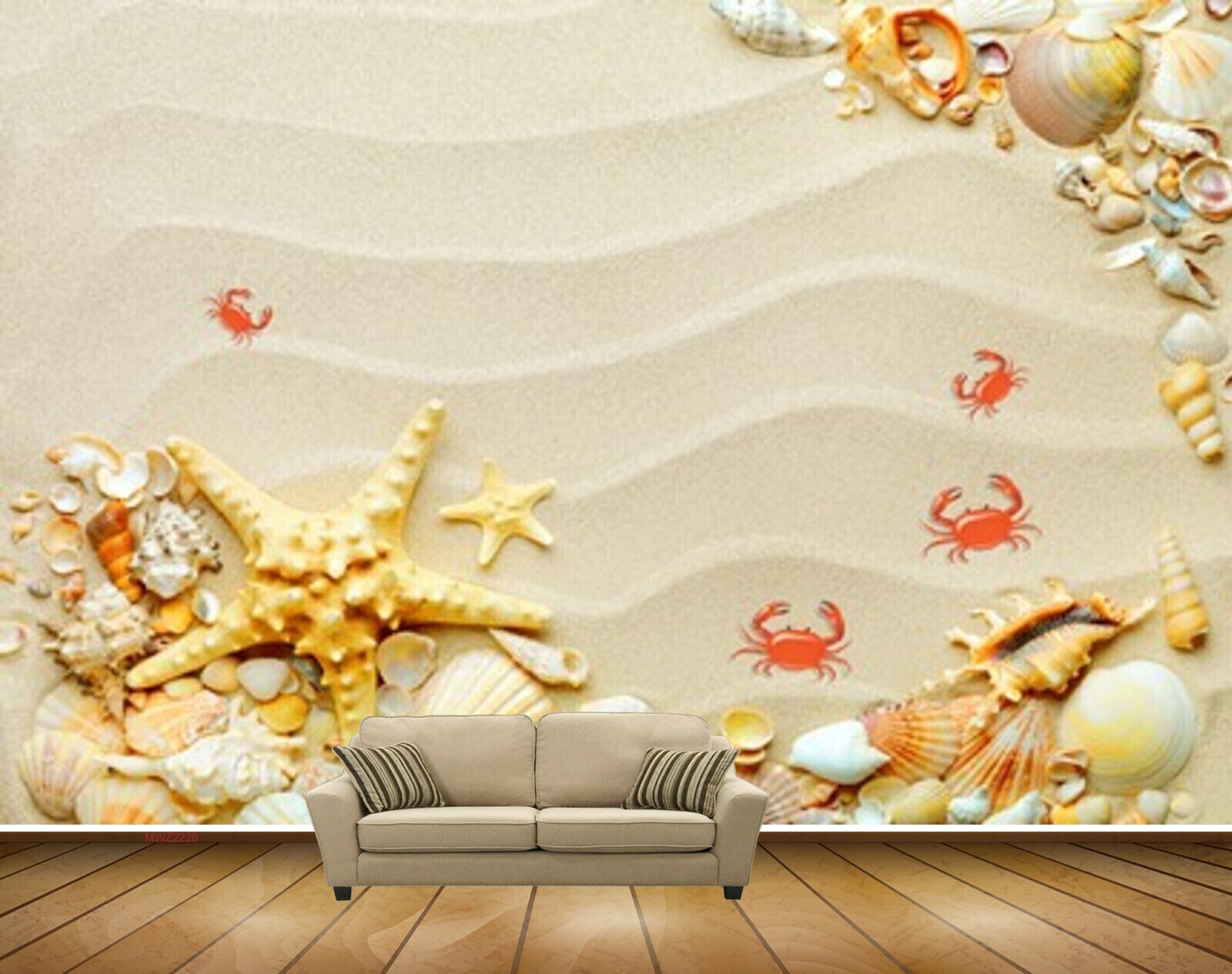 Avikalp MWZ2220 Sand Starfishes Crabs Shells HD Wallpaper