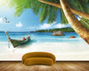 Avikalp MWZ2226 Beach Birds Trees Stones Island Boat Sea Water Ocean Island HD Wallpaper