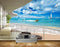 Avikalp MWZ2227 Beach Boat Building Birds Chairs House Tree Sea Water Ocean HD Wallpaper