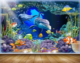 Avikalp MWZ2235 Sea Dolphins Fishes Plants Corals Underwater Water Ocean HD Wallpaper