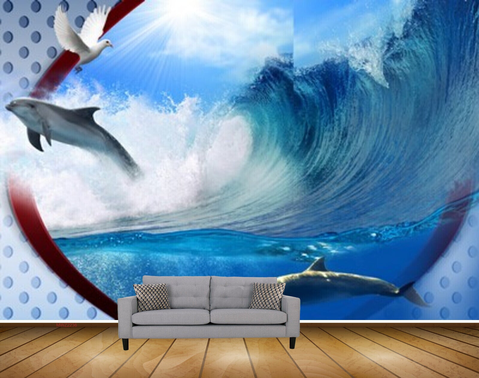 Avikalp MWZ2236 Sea Dolphins Birds Water Ocean HD Wallpaper