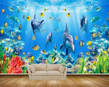 Avikalp MWZ2237 Dolphins Sea Fishes Anemones Corals Underwater Water Ocean HD Wallpaper