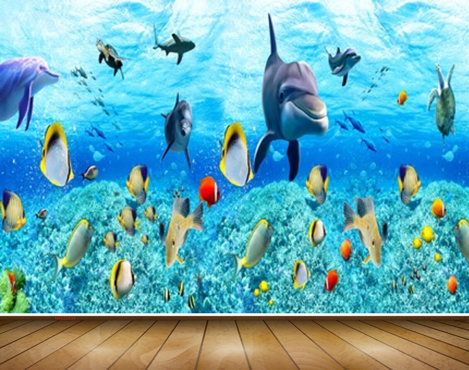 Avikalp MWZ2239 Sea Dolphins Fishes Anemones Underwater Water Ocean HD Wallpaper