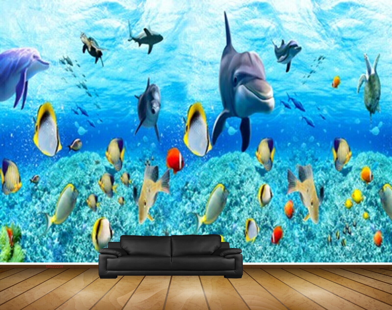 Avikalp MWZ2239 Sea Dolphins Fishes Anemones Underwater Water Ocean HD Wallpaper