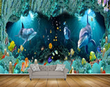 Avikalp MWZ2240 Sea Dolphins Fishes Stones Underwater Water Ocean HD Wallpaper