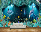 Avikalp MWZ2240 Sea Dolphins Fishes Stones Underwater Water Ocean HD Wallpaper