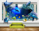 Avikalp MWZ2242 Sea Dolphins Fishes Stones Walls Turtle Underwater Water Ocean HD Wallpaper