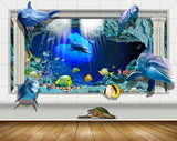 Avikalp MWZ2242 Sea Dolphins Fishes Stones Walls Turtle Underwater Water Ocean HD Wallpaper